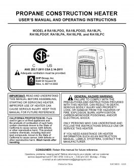 RA18 Cabinet Heaters Owner’s Manual